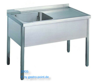 Edelstahl - Spltisch 1000x600x850mm mit 1 Becken