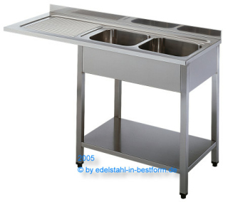 Edelstahl - Splcenter 1500x700x850mm mit 2 Becken