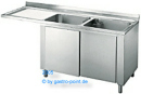 Edelstahl - Splschrankcenter 1500x600x850mm mit 2 Becken