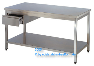 Tisch aus Edelstahl mit Schublade 1100x700x850mm